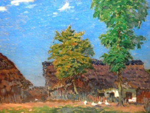 Obraz chaloupky signováno Jan Honsa ( 1876 - 1937)